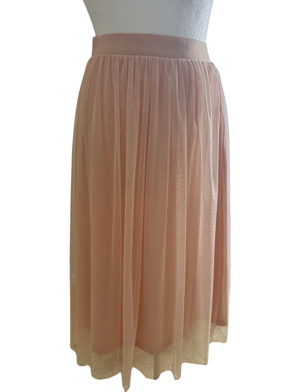H&M Dusty Pink Pleated Mesh Midi Skirt
